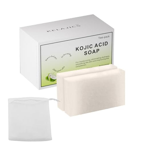 Kojic Acid Soap Bars with Retinol Collagen Vitamin C Turmeric, Face & Body Cleansing Soap, Moisturizing, Smooth Skin, Fresh Coconut Scent, SLS & Paraben Free