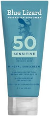 Blue Lizard SENSITIVE Mineral Sunscreen with Zinc Oxide, SPF 50+, Water Resistant, UVA/UVB Protection with Smart Cap Technology - Fragrance Free, 3 oz. Tube