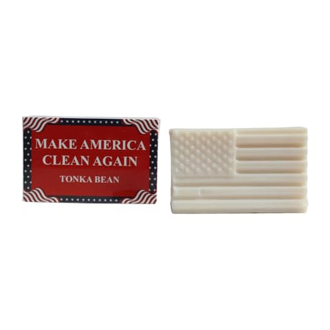 Make America Clean Again Soap Bar with Tonka Bean Fragrance, 5 oz, American Flag Design, Natural Ingredients, Moisturizing - Personal Care