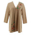 Slinky Brand Luxe Crepe Duster Floral Applique Taupe Small New 652-650