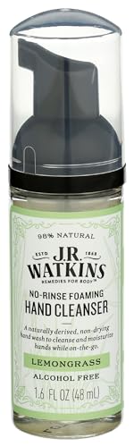 J R Watkins, Cleanser Hand Foaming No-Rinse Lemongrass, 1.6 Fl Oz - Personal Care
