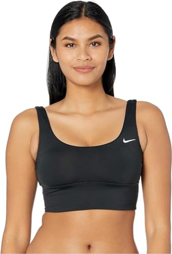 Nike Swim Women's Essential Scoop Neck Midkini Midkini Top Black XXLarge/Black