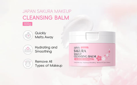 Sakura Makeup Cleansing Balm, Hydrating & Smoothing All-In-One Cleanser Quickly Melts Away, Gently Cleanse Dirt, Impurities And Makeup Face Cleanser & Makeup Remover for Women Girls, 3.53oz.