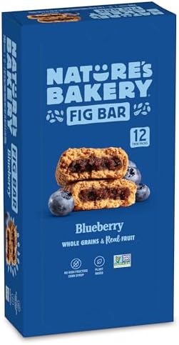 Nature’s Bakery Whole Wheat Fig Bars, Blueberry, Real Fruit, Vegan, Non-GMO, Snack bar, Twin packs- 12 count