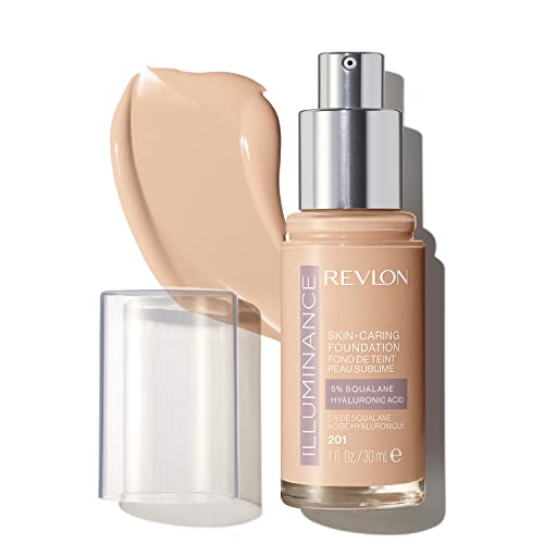 Revlon Illuminance Skin-Caring Liquid Foundation, Hyaluronic Acid, Hydrating and Nourishing Formula with Medium Coverage, 201 Creamy Natural, 1 fl oz - Personal Care