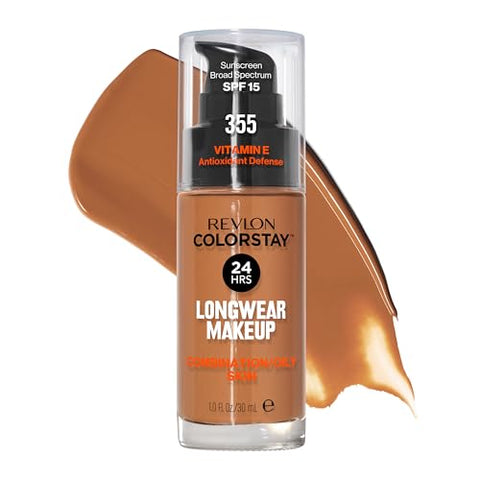 Revlon Liquid Foundation, ColorStay Face Makeup for Combination & Oily Skin, SPF 15, Medium-Full Coverage with Matte Finish, 355 Almond, 1 fl oz - Personal Care