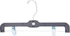 Sswbasics Black Plastic Skirt and Pants Hangers with Clips, 14 in | Anchored chrome swivel hooks and padded metal clips hold up to 6 lbs, ideal for lightweight clothing and everyday use.