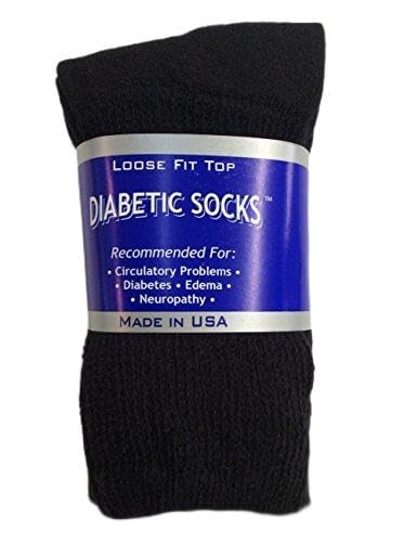 3 Pairs of Mens Black Diabetic Crew Socks 13-15 Size - Personal Care