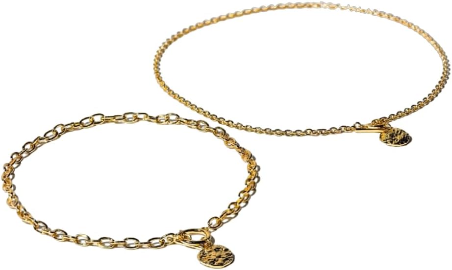 Charming Charlie 2-Layered Toggle Link Gold Necklace for Women: Embrace Simplicity with Front Clasp Ease, Exuding Stylish Boldness.