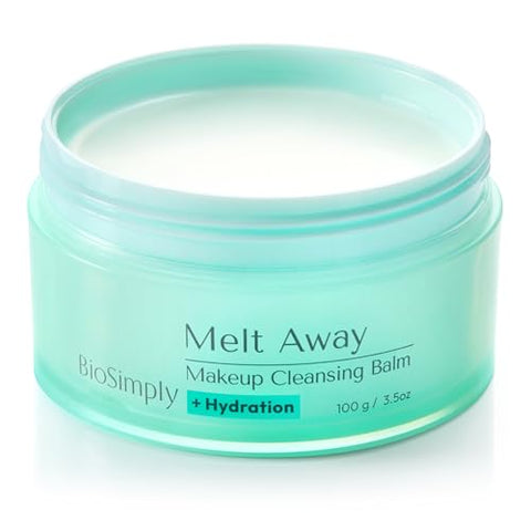 Biosimply Cleansing Balm Makeup Remover, Melts Away Waterproof Makeup & Sunscreen, Hydrating Face Cleanser with Hyaluronic Acid & Ceramide NP, All Skin Types, Cruelty-Free, 3.5 oz / 100 g