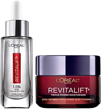L'Oreal Paris Revitalift 1.5% Pure Hyaluronic Acid Face Serum + Triple Power Anti-Aging Face Moisturizer, 1 kit - Personal Care