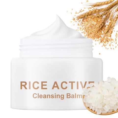 Makeup Remover Cleansing Balm, Deep Cleansing Remover Melting Balm, Hydrating Facial Cleanser with Rice, Melt Stubborn Waterproof Make Up, Mascara, Lips, Face, Eye Liner - Vegan Skincare