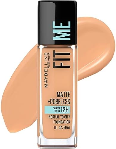 Maybelline New York Fit Me Matte Plus Poreless Foundation, Natural Tan, 1 Fluid Ounce