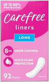 4546438 Carefree Panty Liners for Women, Long, Unwrapped, Unscented, 92 Ct - Personal Care