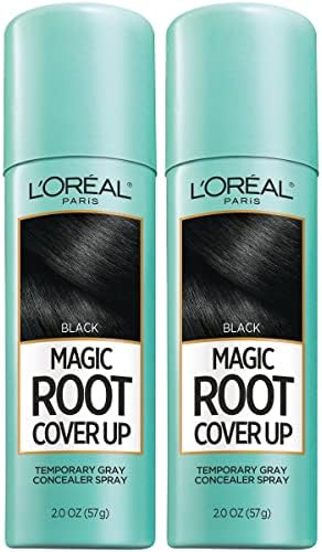L'Oreal Paris Magic Root Cover Up Gray Hair Spray, 100% Gray Hair Coverage with Buildable, Lightweight, Transfer-Resistant, and Temporary Formula, Ammonia-Free, Black, 2 oz (2 Count)
