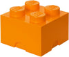 LEGO Storage Brick 4 - studs Orange - Stackable Plastic Storage Box with Lid for Kids and Adults Ideal Desk Organizer and Toy Box - 5.6L Capacity