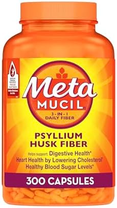 Metamucil, Psyllium Husk GLP-1 Friendly Fiber Capsules, 300 Capsules, 3-in-1 Fiber Supplement, Daily Psyllium Husk Fiber Capsules Help Support Digestive Health by Promoting Regularity*