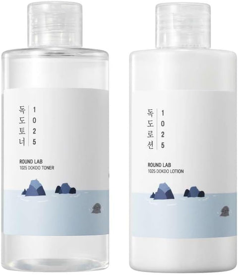 Round LAB 1025 Dokdo Toner + Dokdo Lotion Set | Gentle Exfoliating Dead Skin Cells Without Irritation, Hydrating, Watery Type Toner, Lotion, for Sensitive Skin (6.76fl.oz)