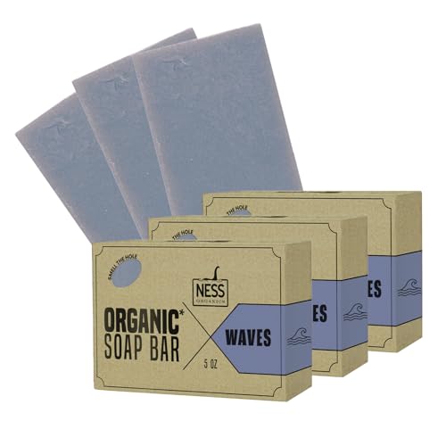 Ness Mens Soap Bar - Waves Scent - Natural Soap For Men - Mens Bar Soap With Organic Ingredients & Essential Oils - Moisturizing Bar Soap - Handmade In The USA, Cruelty Free, Vegan
