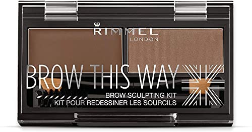 Rimmel Brow This Way Sculpting Kit, Medium Brown, Powder 0.04 Ounce, Wax 0.03 Ounce - Personal Care