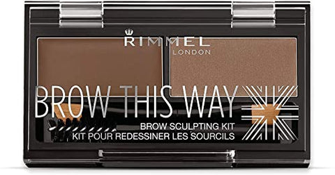 Rimmel Brow This Way Sculpting Kit, Medium Brown, Powder 0.04 Ounce, Wax 0.03 Ounce - Personal Care
