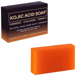 Turmeric Kojic Acid Soap Bar - Natural Soap & Skin Cleanser with Retinol, Collagen & Lemon Extract for Face & Body - Anti-Aging Soap - Personal Care