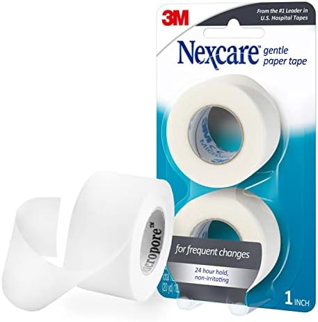 Nexcare Gentle Paper Tape, Medical Paper Tape, Secures Dressings and Lifts Away Gently - 1 In x 10 Yds, 2 Rolls of Tape - Personal Care