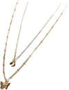 Charming Charlie 2-layered Gold Necklace With Moissanite And Butterfly Pendant- Women's Layered Necklaces, Perfect For Adding Elegance And Shimmer To Your Style.