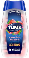 TUMS Ultra Strength Chewable Antacid Tablets for Heartburn Relief and Acid Indigestion Relief, Assorted Berries - 160 Count