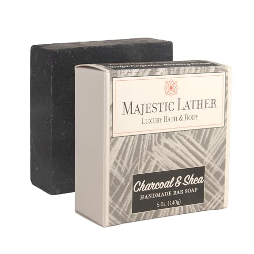 Activated Charcoal & Shea Butter Luxury Bar Soap for Face, Body, Oily & Sensitive Skin, Eczema, Psoriasis and ACNE. Purifying & Nourishing - Personal Care