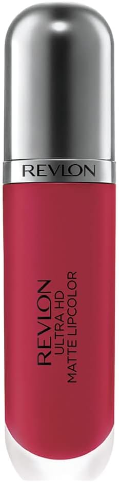 Revlon Ultra HD Matte Lipcolor, Velvety Lightweight Matte Liquid Lipstick in Red / Coral, Passion (635), 0.2 oz