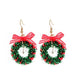 NEW BIG TOP DEALS CHRISTMAS XMAS HOLIDAY GREEN WREATH EARRINGS WITH RED BOW GREAT FOR OFFICE GRAB BAG GIFT FOR WIFE MOM MOTHER DAUGHTER GIRLFRIEND ANNIVERSARY PARTY DRESS UP CARNIVAL MASQUERADE