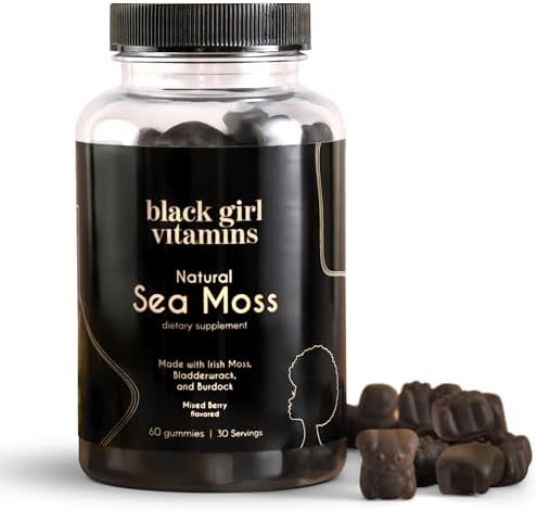 Black Girl Vitamins - Irish Sea Moss Gummies - SeaMoss + Bladderwrack & Burdock - 92 Minerals for Thyroid, Metabolism, and Immunity - Vegan, Gluten-Free, Halal (Mixed Berry, 30 Day Supply)