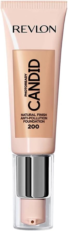 Revlon PhotoReady Candid Natural Finish Foundation with Anti-Pollution, Antioxidant, and Anti-Blue Light Ingredients, 200 Nude, 0.75 fl. oz. - Face Makeup - Beauty