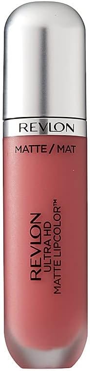 REVLON Ultra HD Matte Lipcolor, Velvety Lightweight Matte Liquid Lipstick in Nude/Brown, Kisses (655), 0.2 oz
