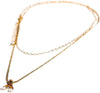 Charming Charlie 2-Layered Gold-Plated Necklace - Chain Link and Curb Chain with Rainbow P - Image 1