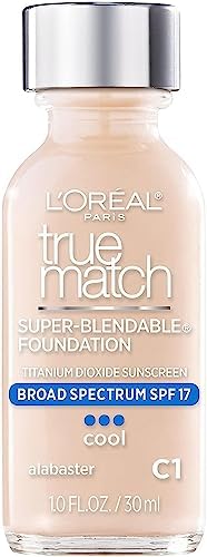 L'Oreal Paris Makeup True Match Super-Blendable Liquid Foundation, Alabaster C1, 1 Fl Oz,1 Count - Personal Care