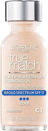 L'Oreal Paris Makeup True Match Super-Blendable Liquid Foundation, Alabaster C1, 1 Fl Oz,1 Count - Personal Care