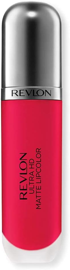 Revlon Ultra HD Matte Lipcolor, Velvety Lightweight Matte Liquid Lipstick in Red / Coral, Romance (660), 0.2 oz
