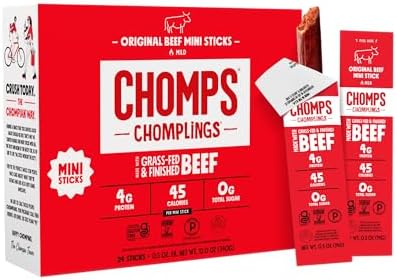 Chomps Original Beef Chomplings, Grass-Fed & Finished, 24ct, Protein Snack