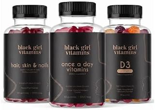Black Girl Vitamins Look Good Feel Good Bundle – Hair Skin & Nails, Vitamin D3 2000IU & Once a Day Multivitamin - Women's Supplement Bundle – Energy, Immunity & Beauty Support