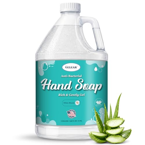 Liquid Gel Hand Soap - pH Balanced - Aloe Vera - White Tea Scent - Made in USA - Bulk liquid Refill Jug, 128 oz 1 gallon (128 Fl Oz, White Bloom) - Personal Care