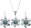 BIG TOP DEALS USA Elegant Silver Blue Stone Turquoise Hollow Flower Earring Necklace Set – - Image 4