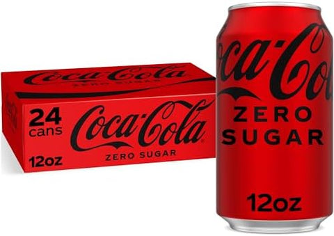 Coke Zero Sugar Cola Soda, 12 oz, 24 Pack (Package May Vary), Rich Brown