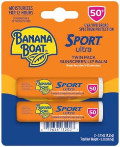 Banana Boat Sport Lip Sunscreen SPF 50, 0.15 oz (2 Pack)