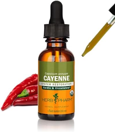 Herb Pharm Certified Organic Cayenne Extract Drops for Cardiovascular and Circulatory Support, 1 Oz
