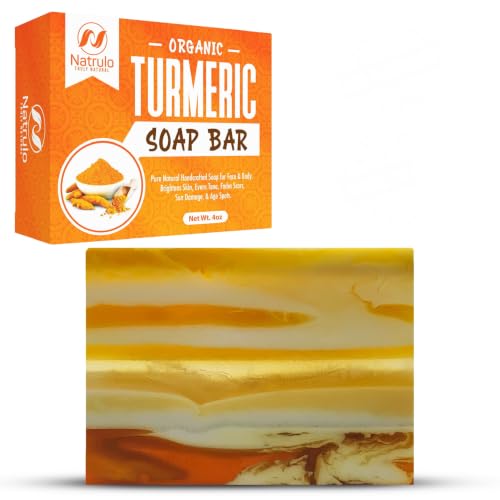 Organic Turmeric Soap Bar | Pure Natural Handcrafted Skincare Face & Body Cleanser with Calendula, Aloe Vera & French Clay | Brightens Skin & Helps Improve the Appearance of Uneven-Looking Skin Tone