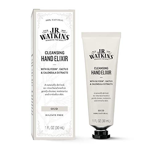 J.R. Watkins Oud Hand Elixir, No Rinse Waterless Cleansing Hand Wash, Convenient 1 oz - Personal Care