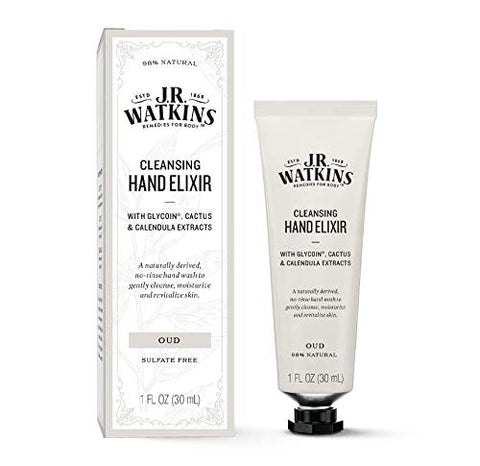 J.R. Watkins Oud Hand Elixir, No Rinse Waterless Cleansing Hand Wash, Convenient 1 oz - Personal Care