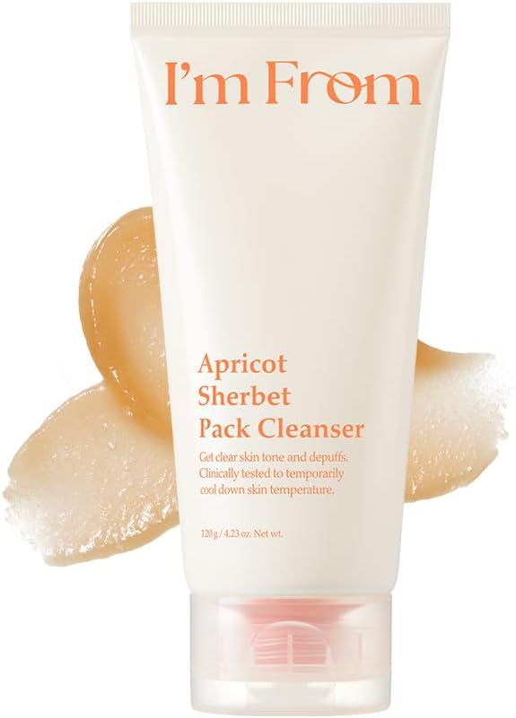 I’M From Apricot Sherbet Pack Cleanser, Korean 2-in- to Foam Cleanser with Apricot Extract for Gentle Cooling & Refreshing Cleanse 4.06 fl.oz - Personal Care